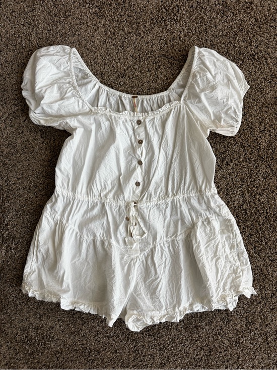 Free People Pants - Free People White Elastic Waist Cotton Romper